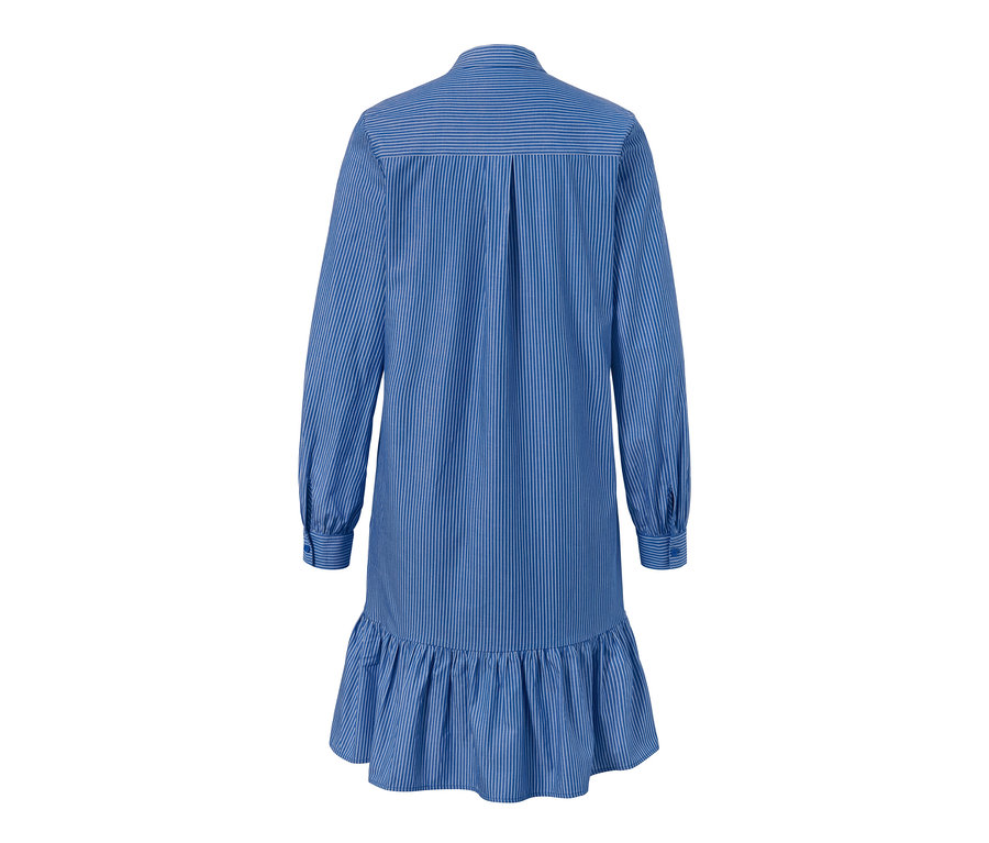 Rückansicht eines gestreiften Blusenkleids.