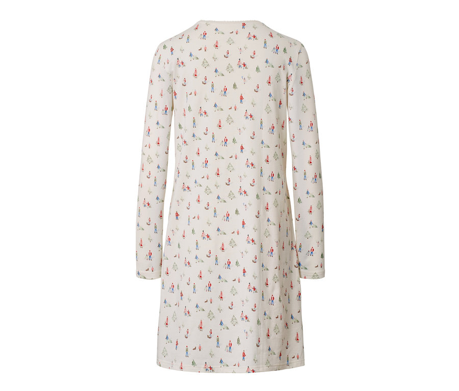 Cremefarbenes Nachthemd mit Wintermotiv-Print.
