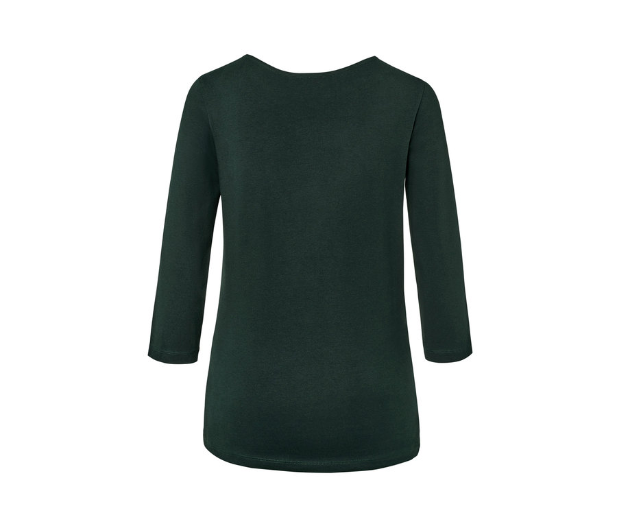 Dunkelgrünes Shirt mit 3/4-Arm von hinten.