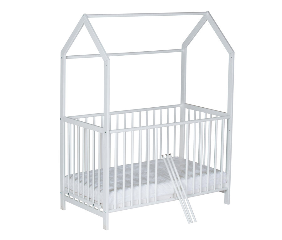 Weißes Schardt Baby-Hausbett »Micky«, 60 x 120 cm.