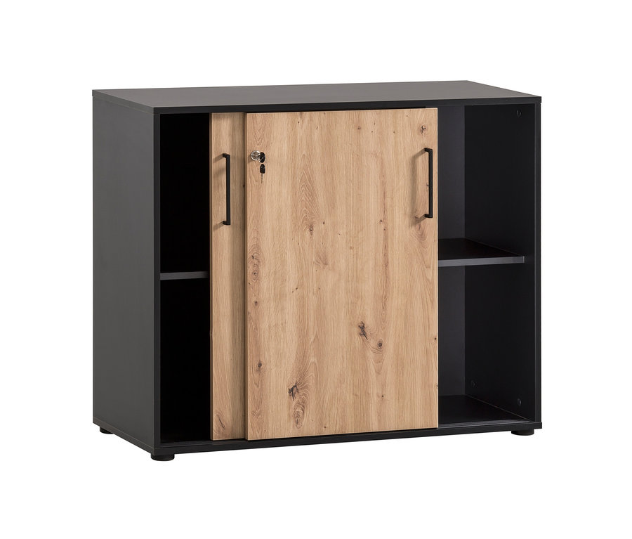 Schwarzer Aktenschrank »Aino« mit Schiebetüren.