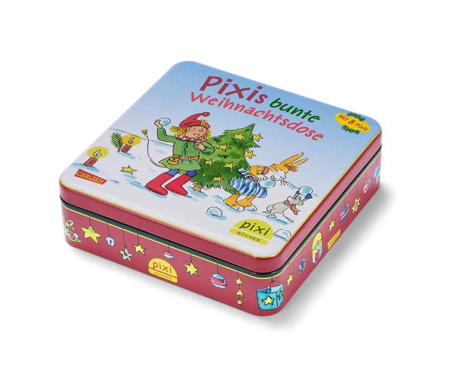 Illustrierte Bücherbox »Pixis bunte Weihnachtsdose« mit Kindermotiv.