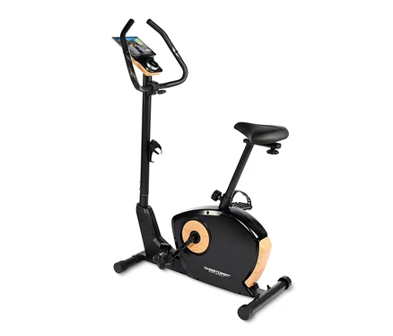 Schwarzer Heimtrainer Ergometer »ET 3.1« mit Holzakzenten.