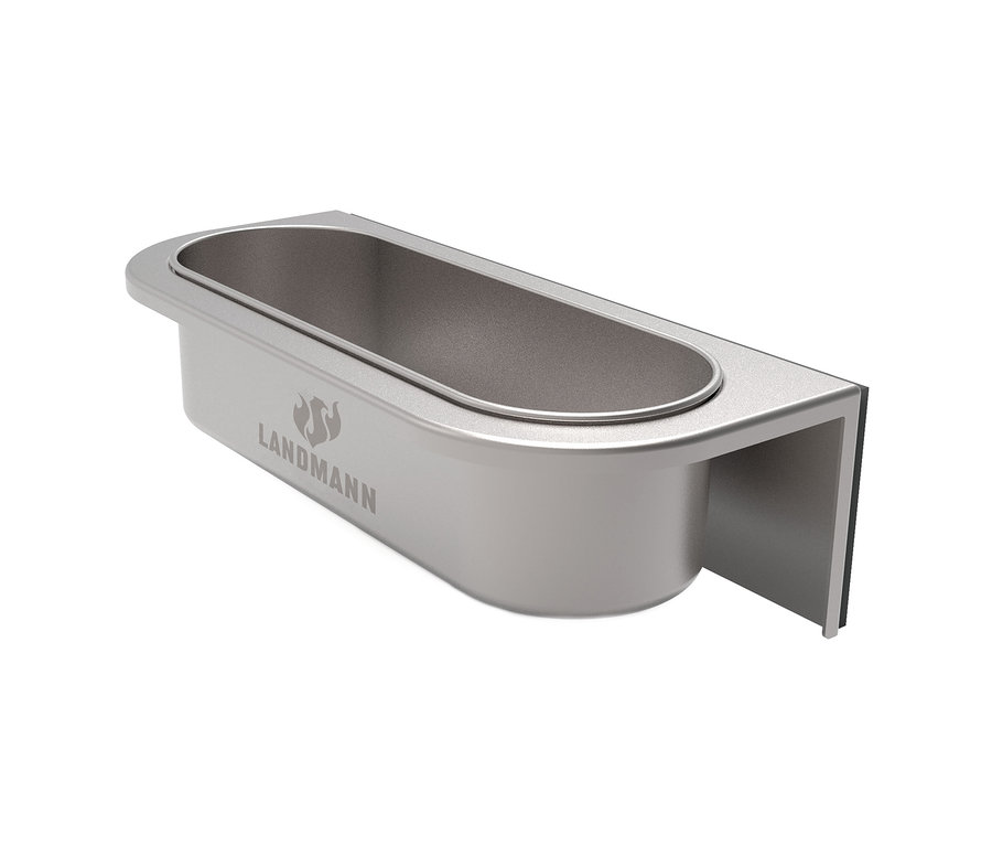Ein silberner Landmann Magnetbehälter vor einem weißen Hintergrund.