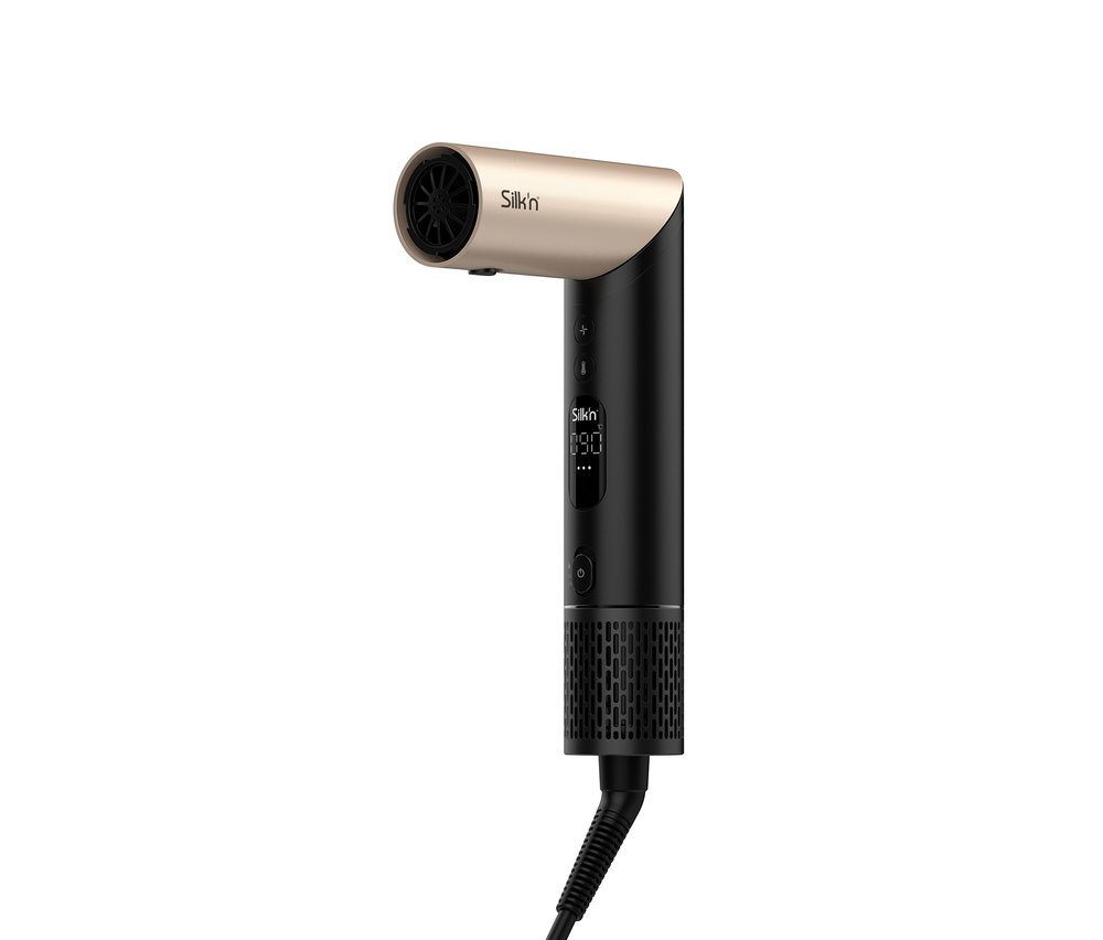 Detailaufnahme des Silk'n Multihaarstylers »SilkyAirFlex« in Schwarz und Gold.