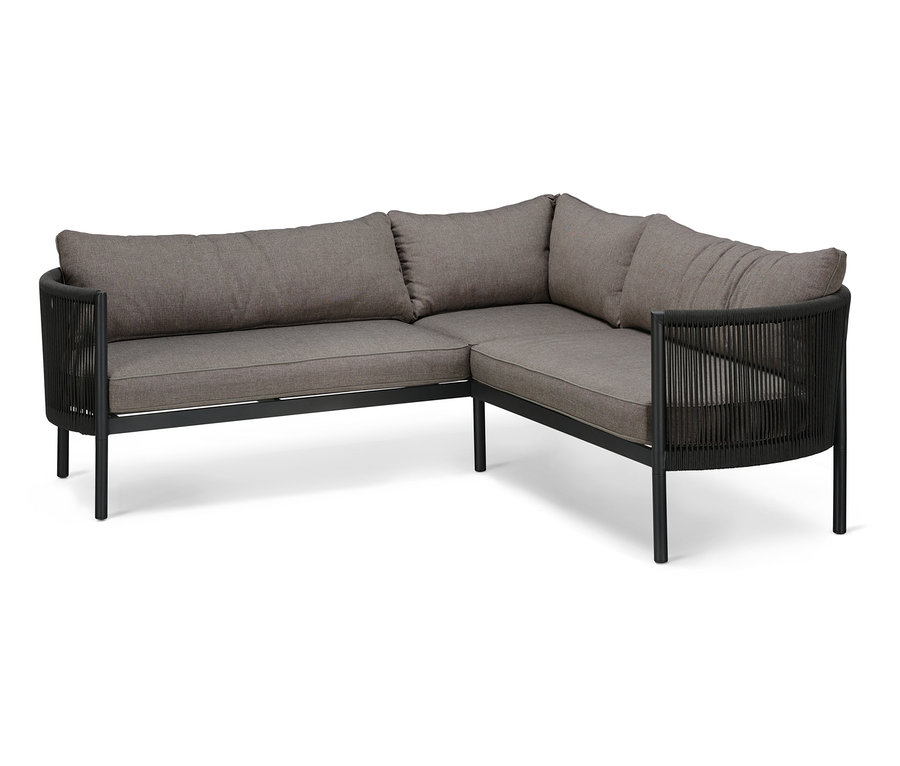 Graue Lounge-Ecke »Jara« mit Textilgeflecht.