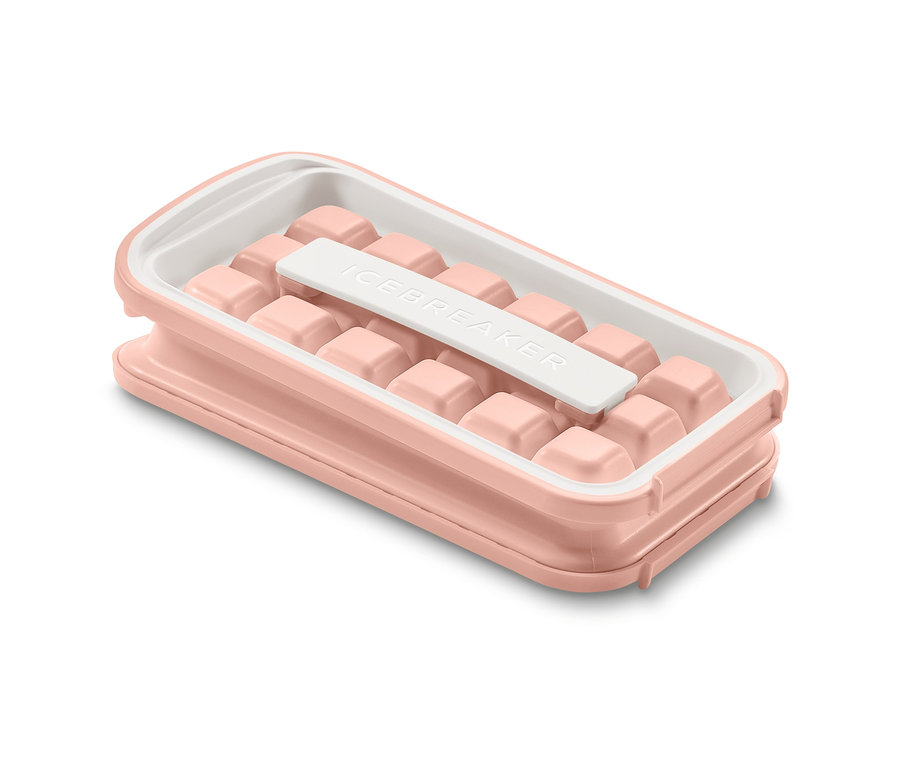 Ein rosa Eiswürfelbereiter »ICEBREAKER® POP« gefüllt mit Eiswürfeln.