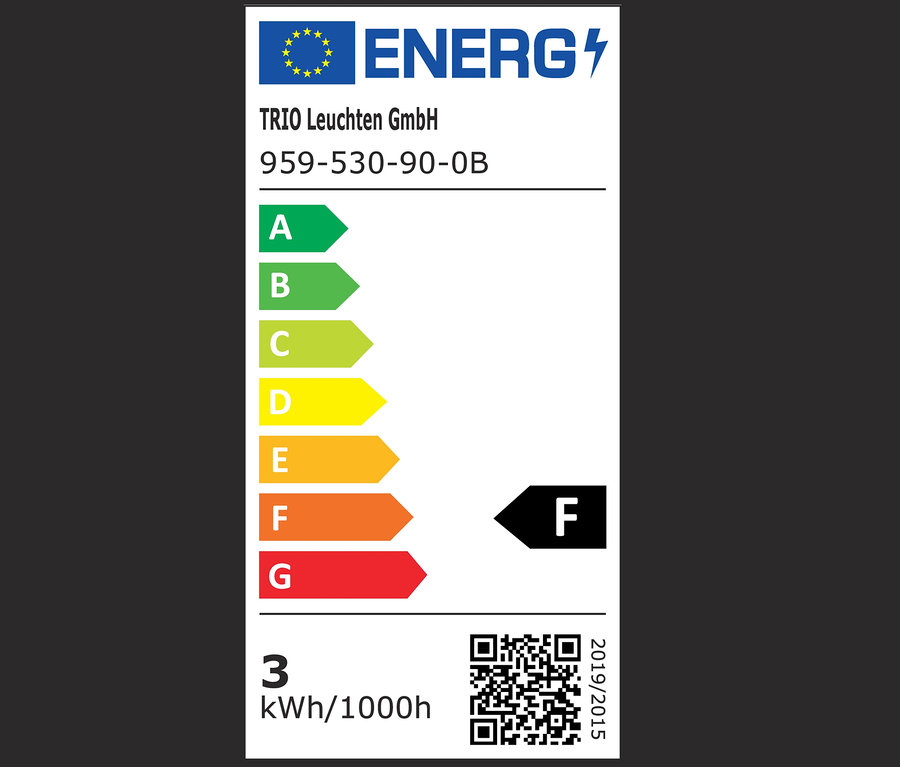 Energieetikett für Trio Wandleuchte »HOTEL« mit der Klasse F.
