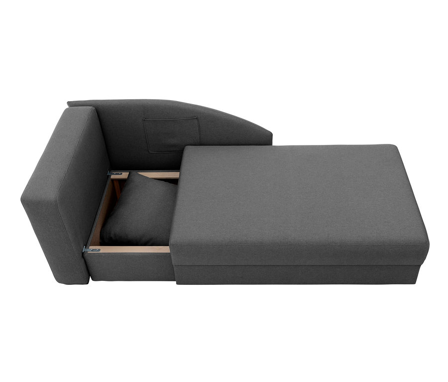 Anthrazitfarbene Polsterliege »Tobi«, Rückenlehne links klappbar.