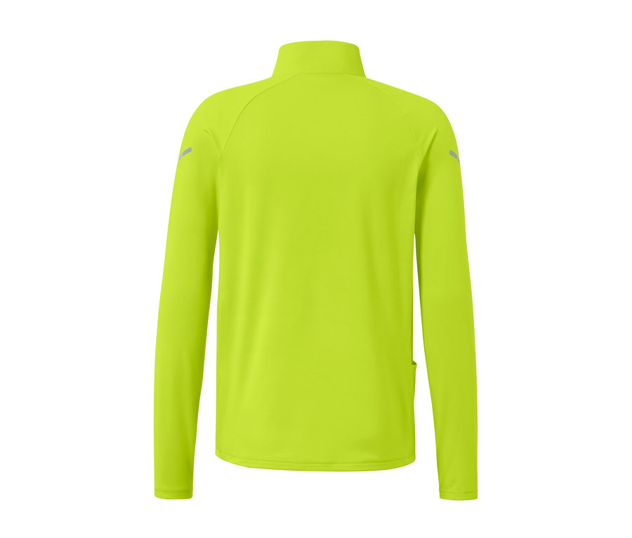 Rückansicht des neonlimefarbenen Thermo-Funktionsshirts.