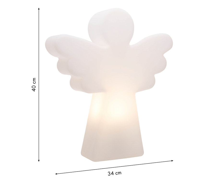 Nahaufnahme eines weißen 40 cm LED-Engels von 8 seasons design.