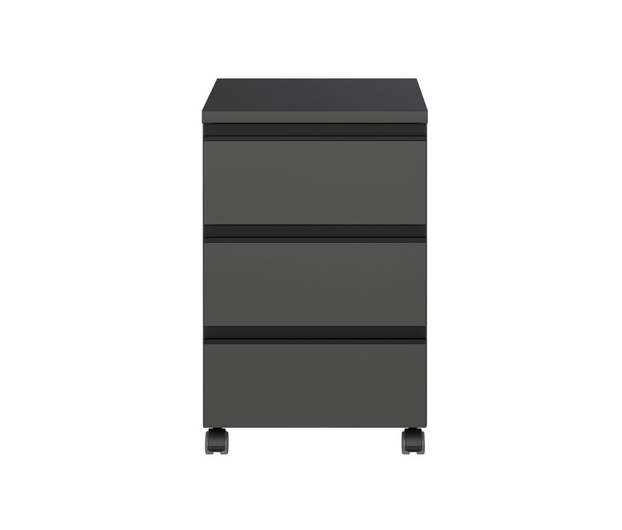 Graphitfarbener Rollcontainer »Bedano« mit drei Schubladen.
