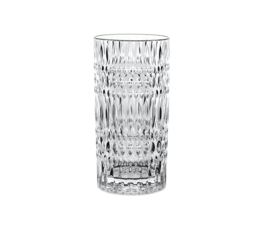 Ein einzelnes, klares Nachtmann »Ethno« Longdrinkglas mit Reliefmuster.