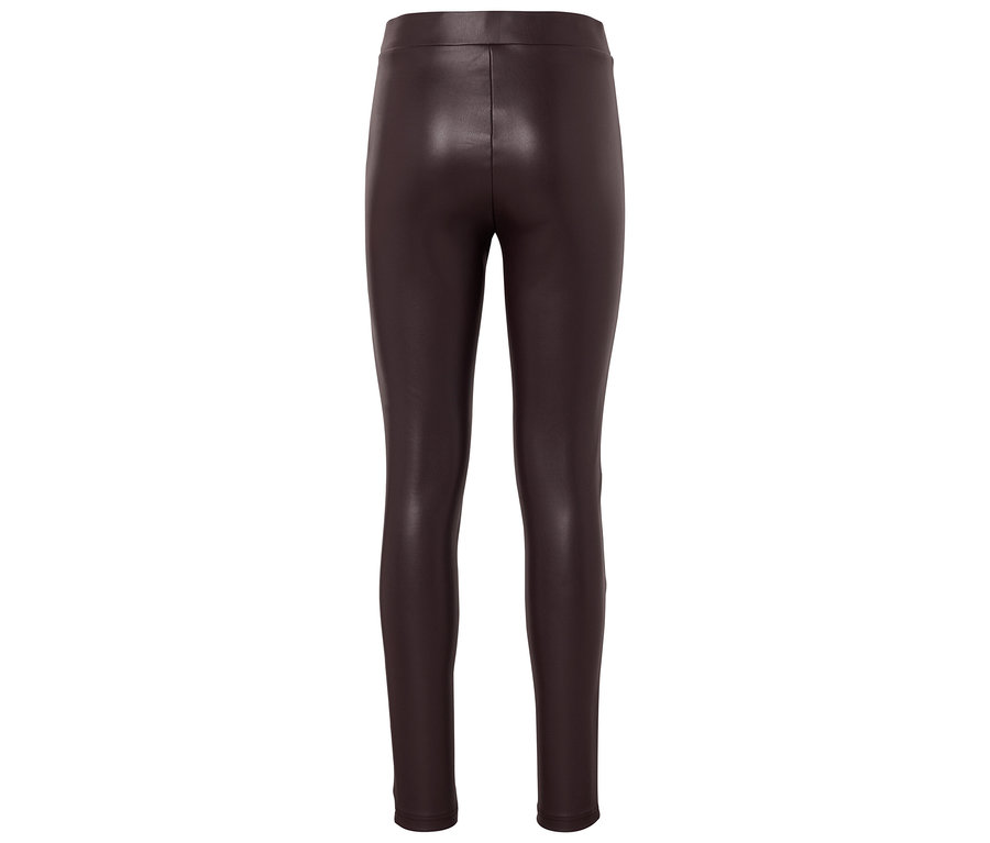 Braune Lederleggings von hinten.