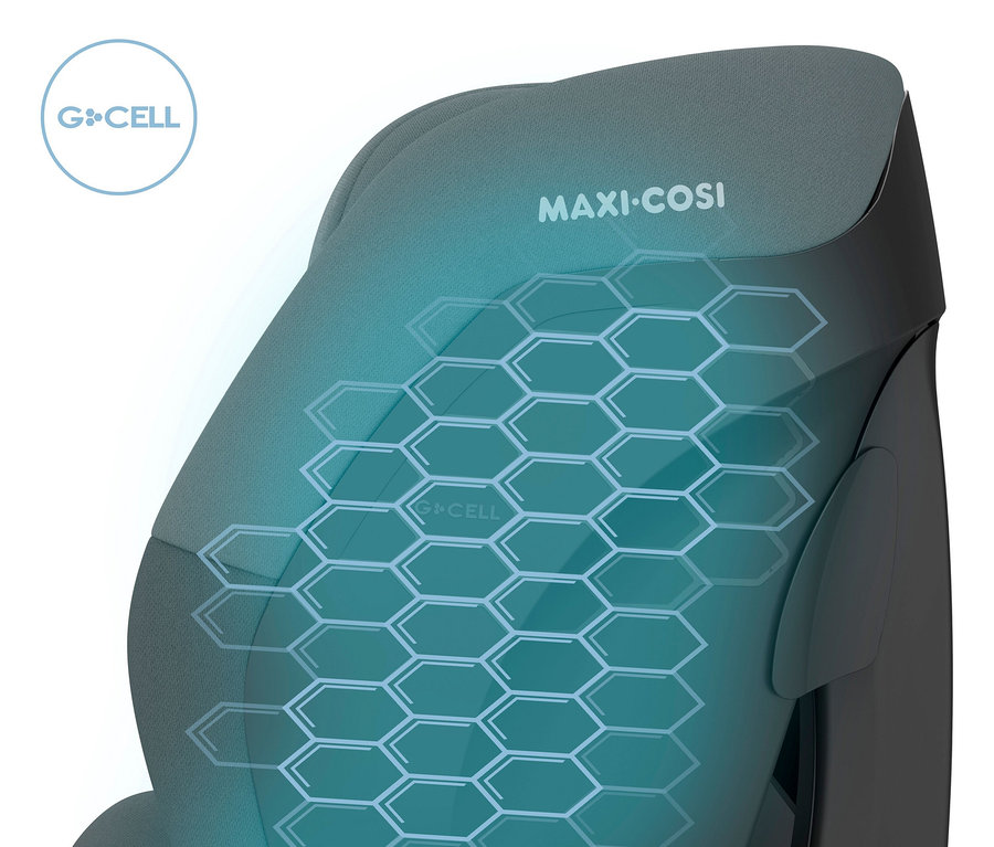 Detailansicht des grauen Maxi-Cosi Kinder-Autositzes »Titan S«, i-Size mit hexagonalem Muster.