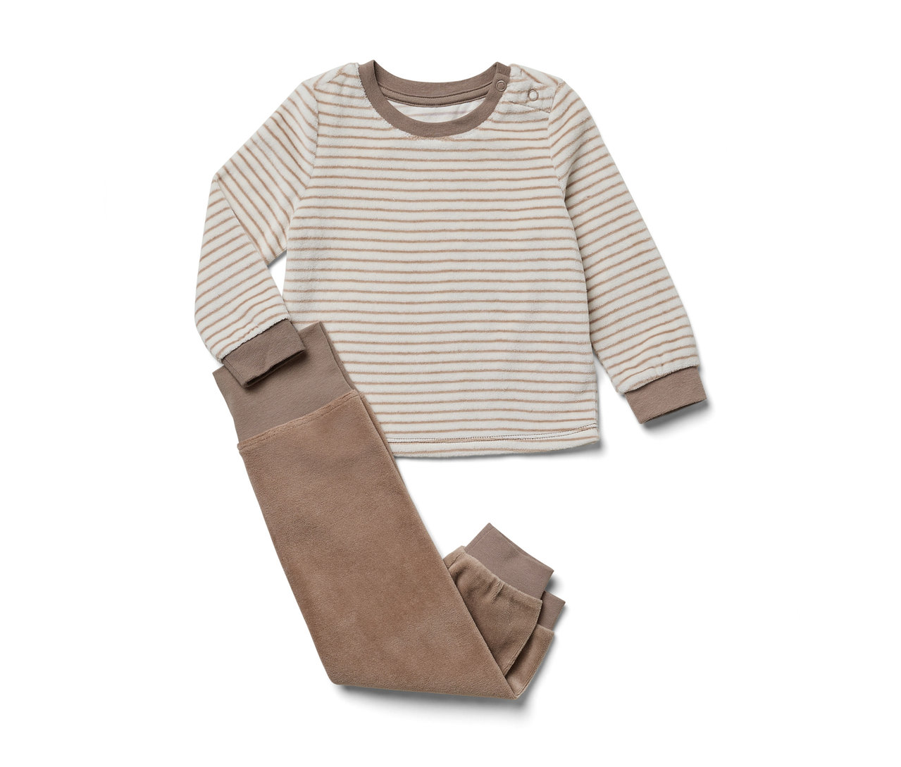 Gestreiftes Baby-Nicki-Set mit langärmligem Oberteil und Hose.