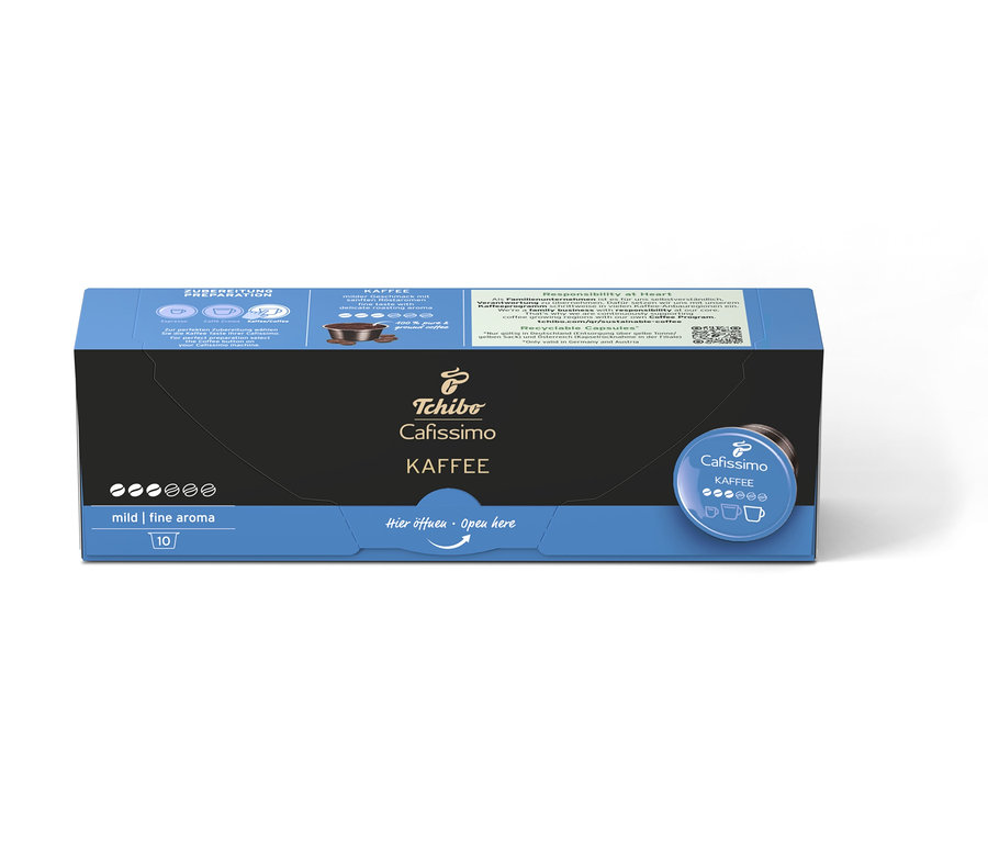Eine Packung Cafissimo Kaffee mild - 10 Kapseln.