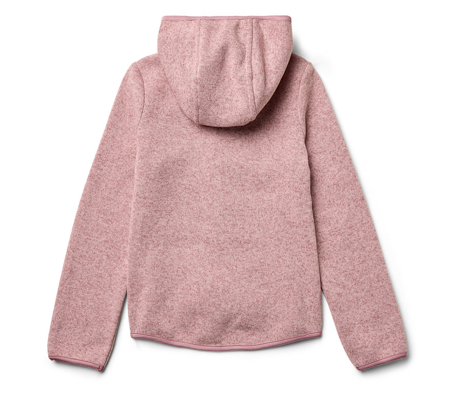 Rosa Kapuzenpullover von hinten.