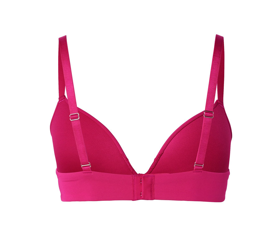 Detailaufnahme von hinten eines fuchsiafarbenen Softschalen-BHs.