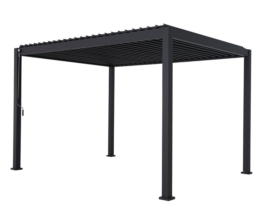 Leco Premium Pergola, 3 x 4 m, inkl. 2 Seitenwänden, anthrazit.