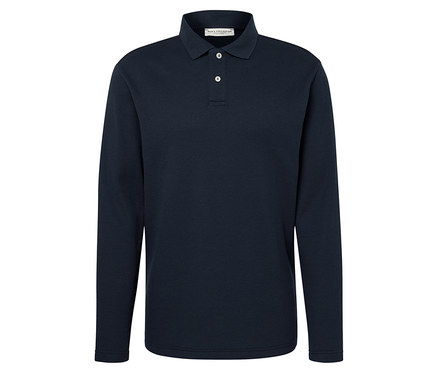 Langarm-Poloshirt, navy