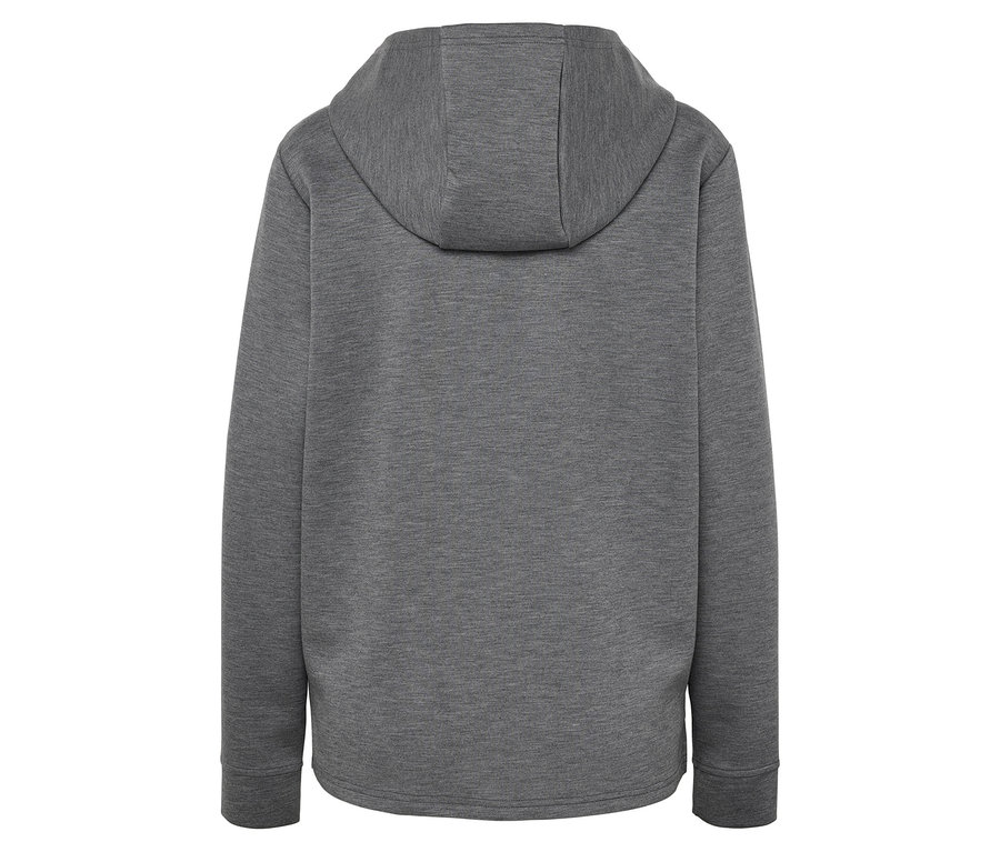 Rückansicht eines grauen Hoodies.