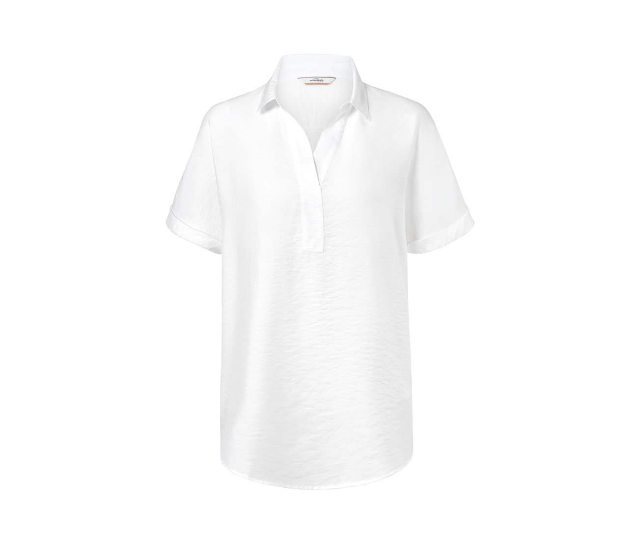 Weisse Oversized-Bluse mit kurzen Ärmeln.