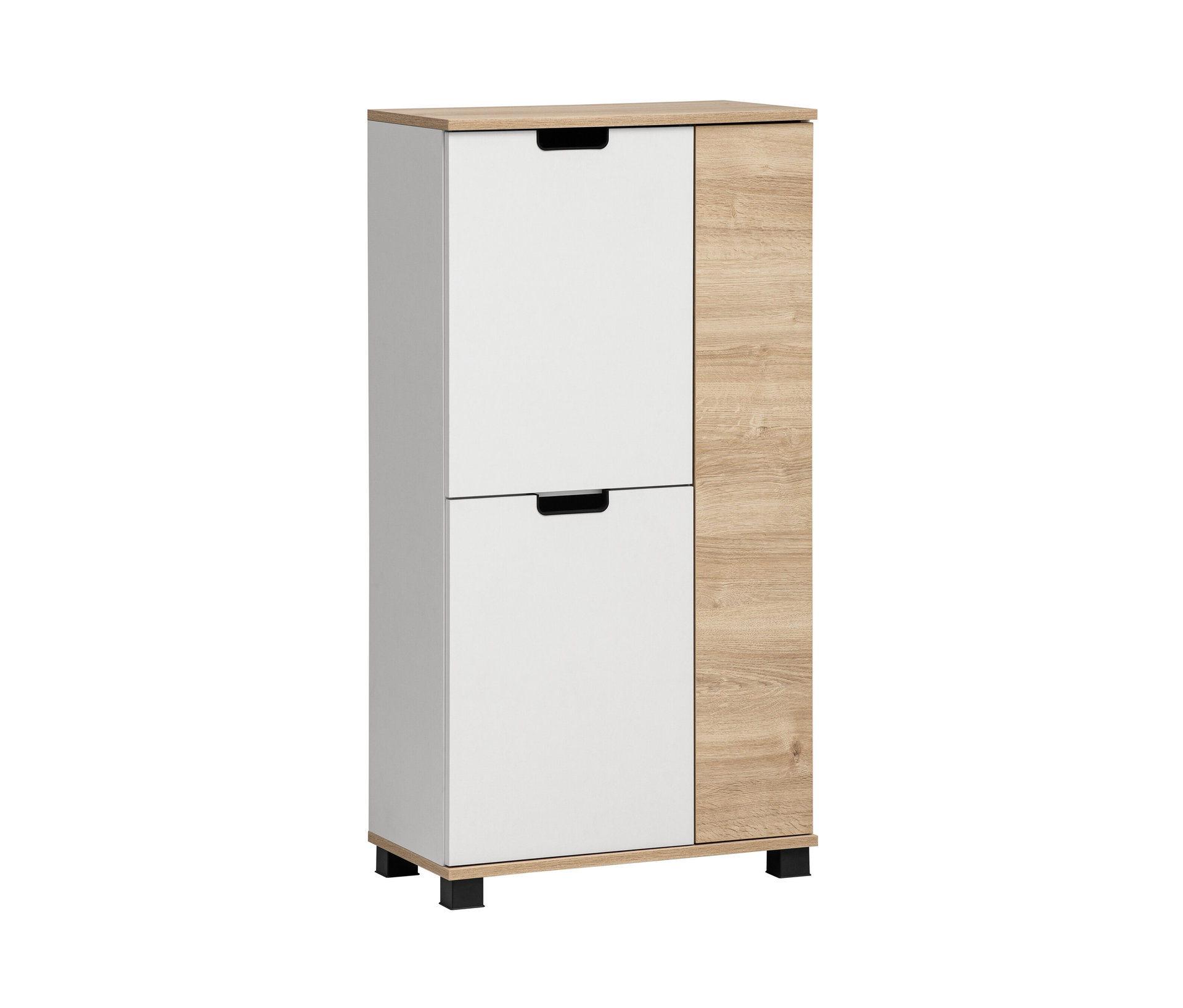 Tchibo - Highboard »Emmik« weiß/weißeiche - 60x32,5x117cm - schwarz -