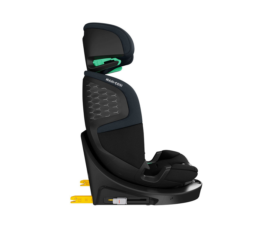 Seitliche Ansicht eines schwarzen Maxi-Cosi Kinder-Autositzes »Emerald 360 S«.