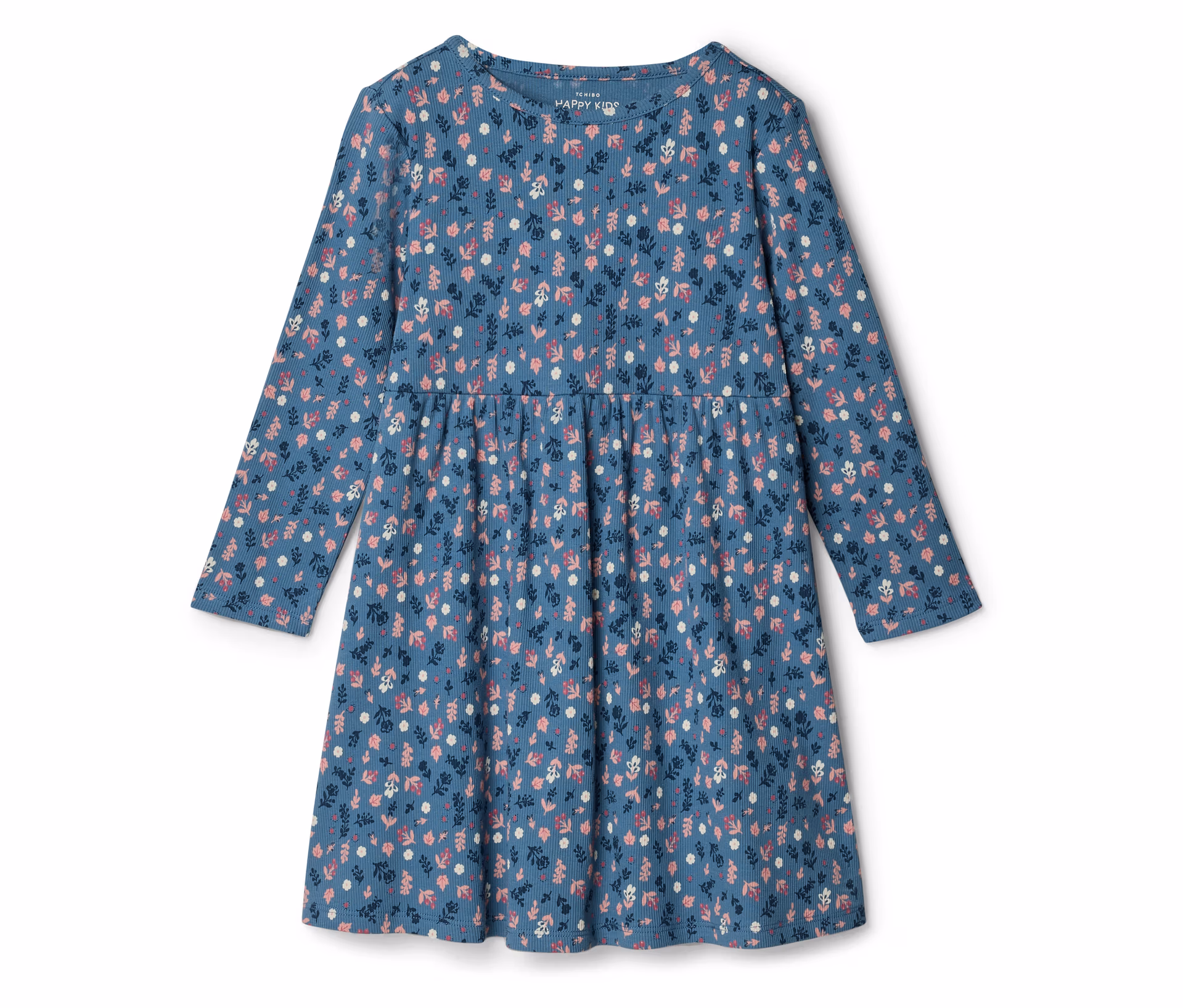 Tchibo - Kinder-Jersey-Rippkleid - Baby - Gr. 86/92 - blau/geblümt