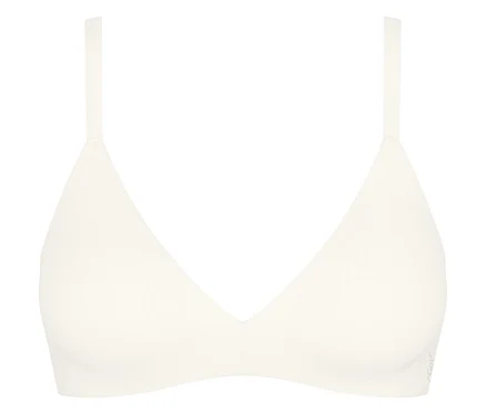 Weißer sloggi ZERO Feel Pure THE UP Push Up BH mit Trägern und V-Ausschnitt.