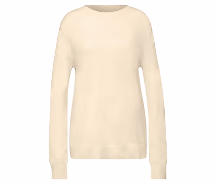 Beiger Street One Strickpullover mit Rollkante.