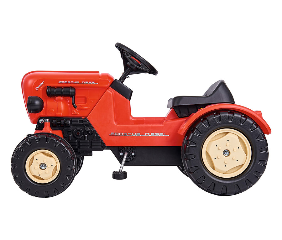 Roter BIG Porsche Diesel Junior Kindertraktor von der Seite.