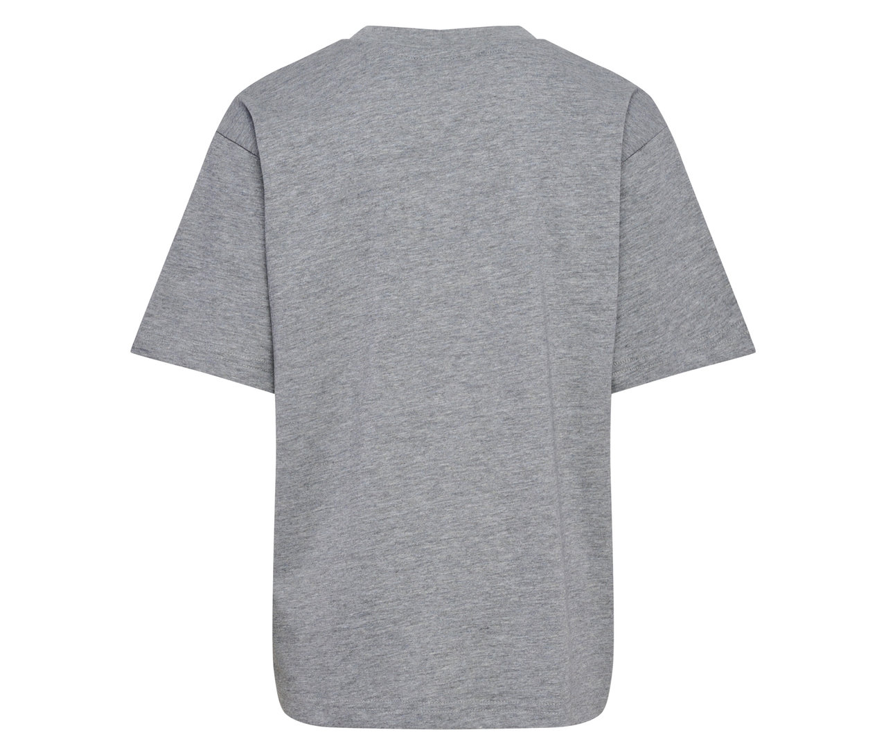 Graues, kurzärmeliges hummel® HMLJR Loose T-Shirt von hinten.