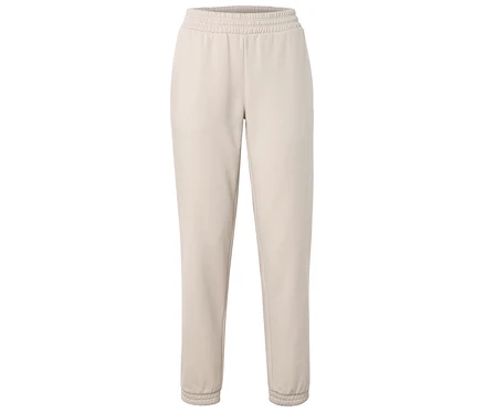 Beige Jogginghose mit elastischem Bund und Bündchen.