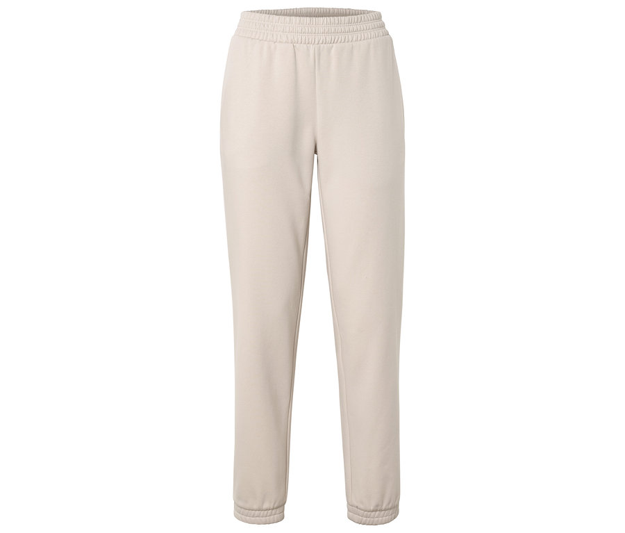 Beige Jogginghose mit elastischem Bund und Bündchen.