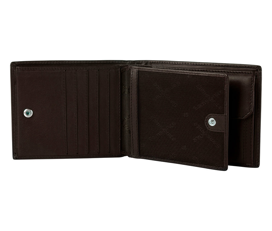 Geöffnete braune Samsonite Geldbörse Compact »ATTACK 2 SLG«.