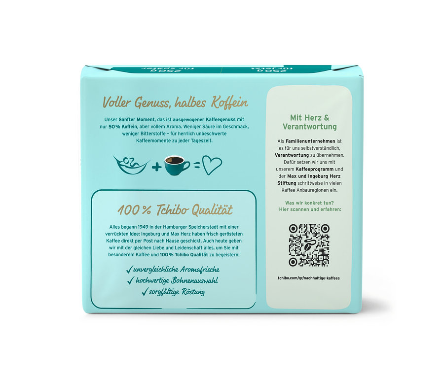 Packung Sanfter Moment - 4 x 500 g gemahlener Kaffee.