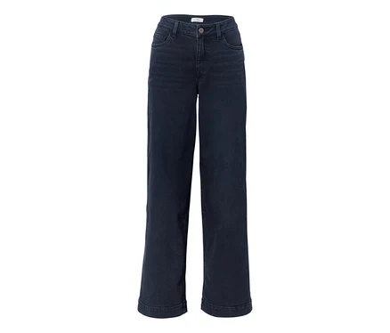 Dunkelblaue Super Wide Jeans im Fit „Lexi“ mit weitem Bein.