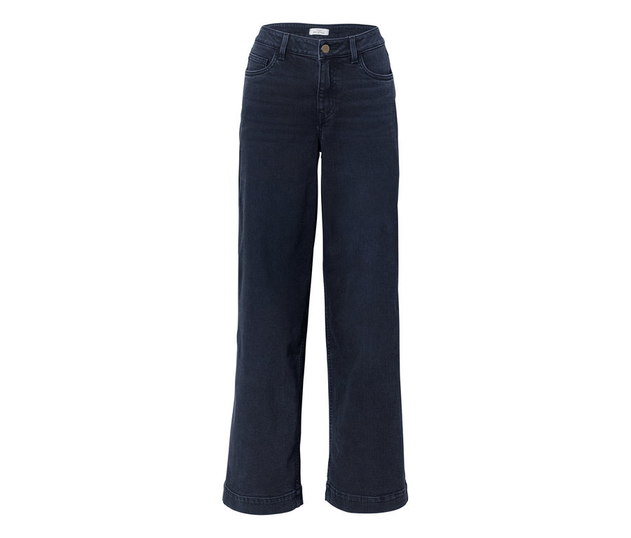 Dunkelblaue Super Wide Jeans im Fit „Lexi“ mit weitem Bein.