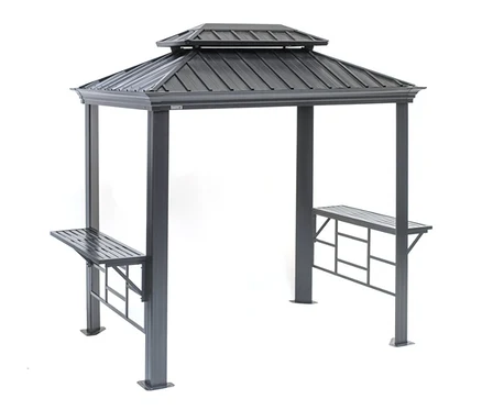 Grauer Aluminium-Pavillon Messina BBQ mit Theke.