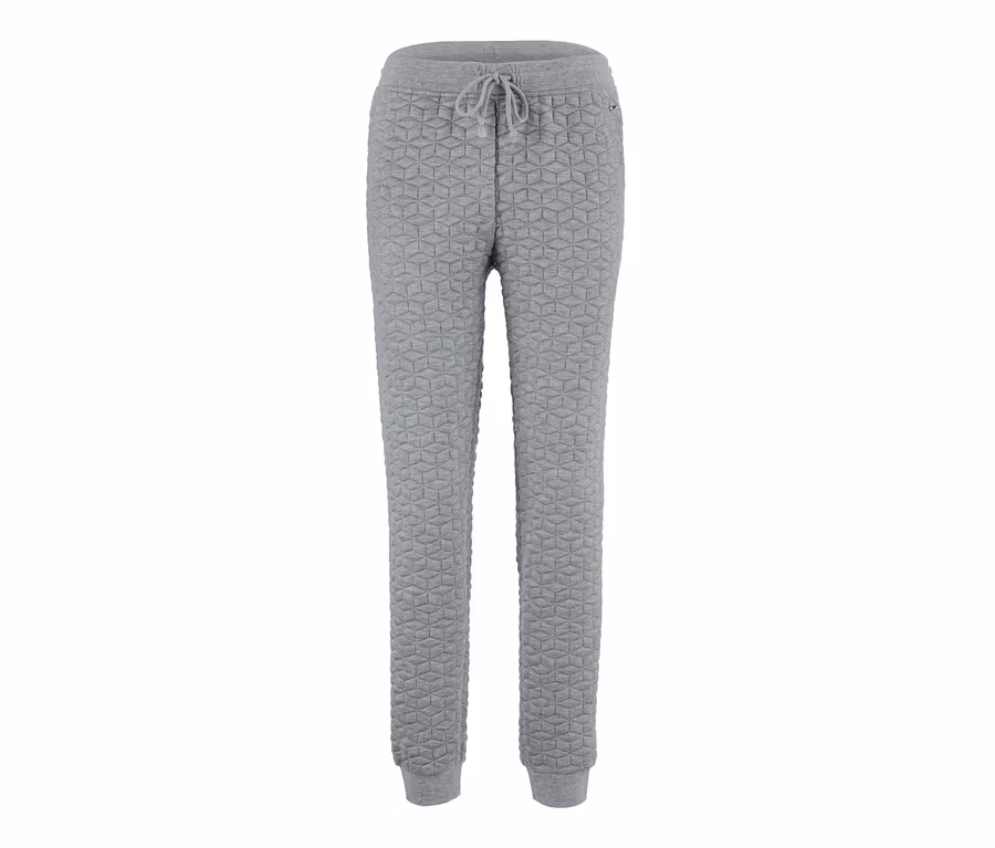 Graue Loungehose mit geometrischem Muster.