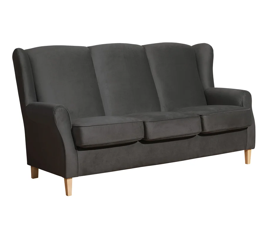 Graues Max-Winzer®-3-Sitzer-Sofa »Luke« mit Holzbeinen.
