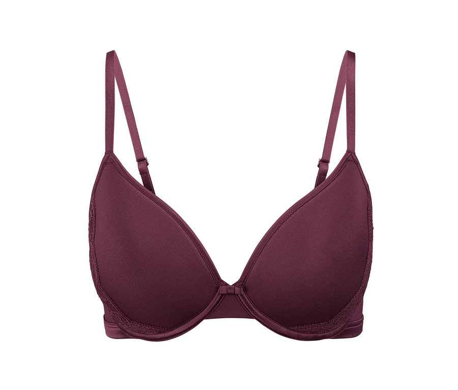 Violettfarbener Spacer-BH auf weißem Hintergrund.