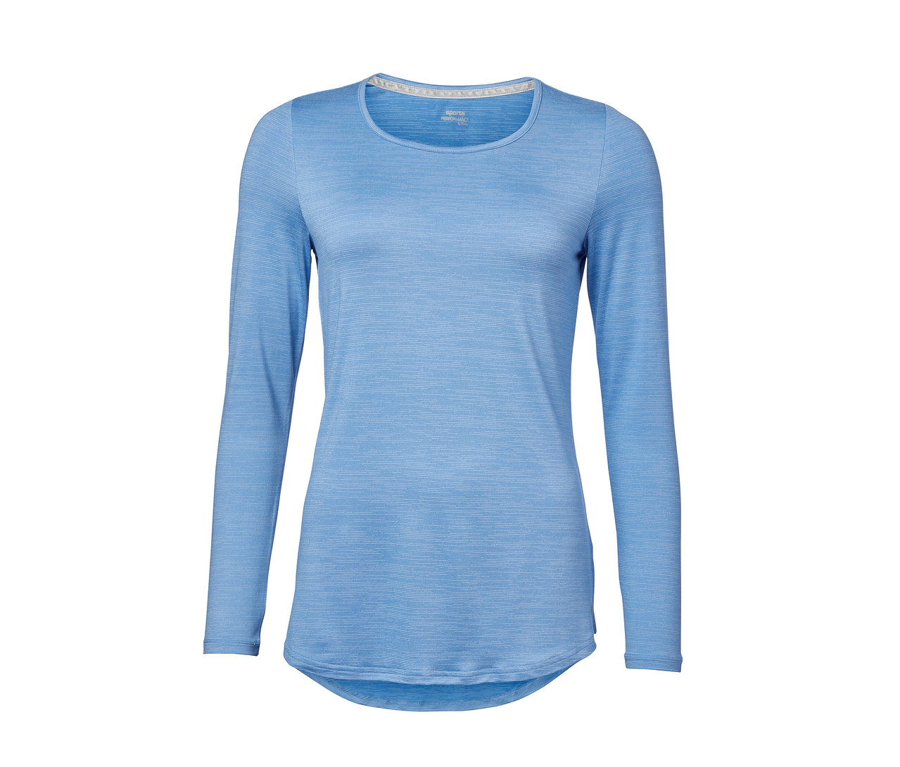 Blaues Funktions-Sportshirt mit langen Ärmeln.