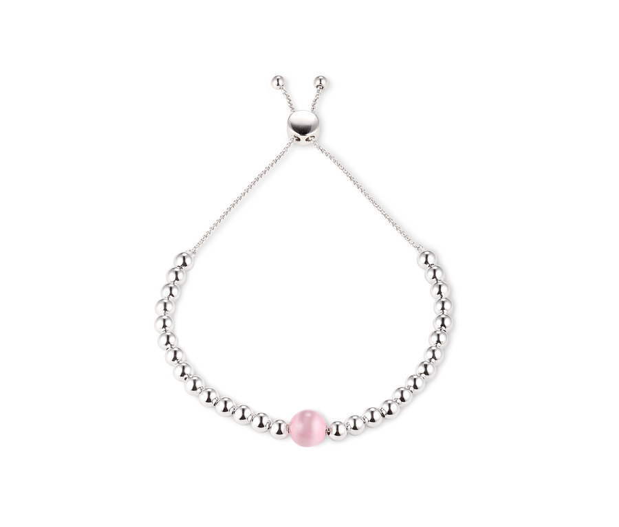 Silbernes Armband mit rosa Perle.