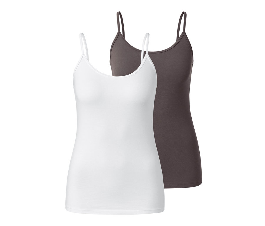 Zwei Hemdchen: ein weißes und ein taupefarbenes.