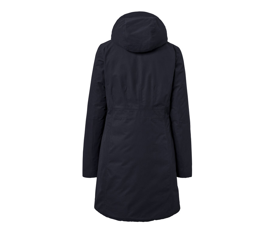 Blauer Thermo-Mantel von hinten.