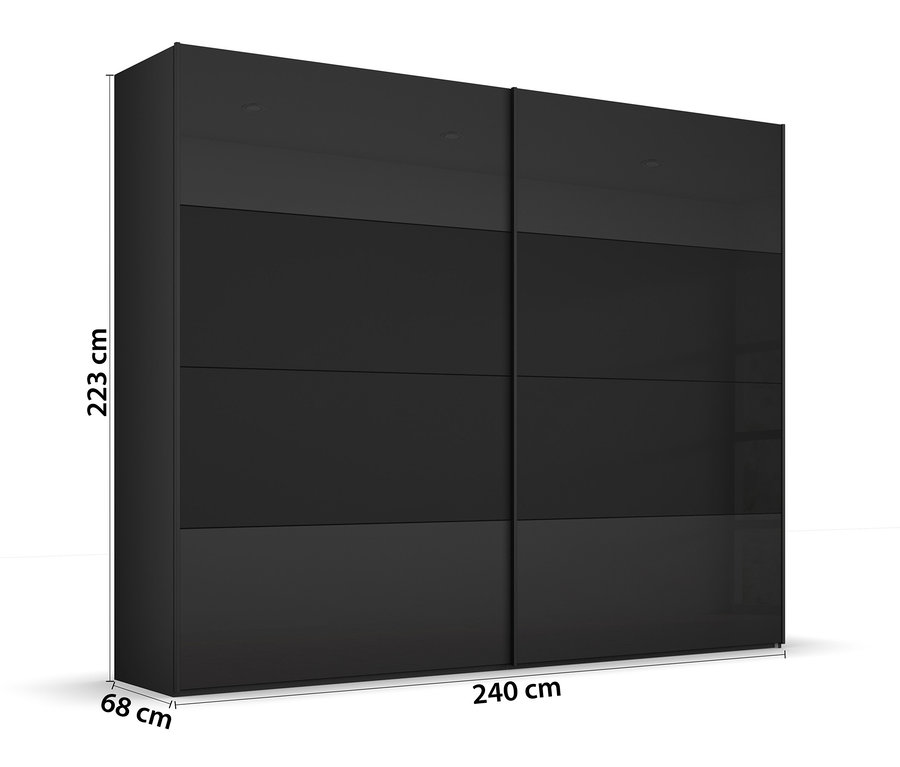 Schwarzer Schwebetürenschrank »Premium« von Rauch BLACK 20UP, 240 cm breit.