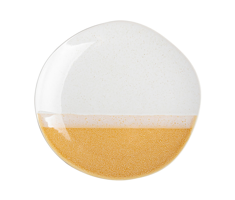 Detailaufnahme von einem der 4 weiß-goldenen Teller.